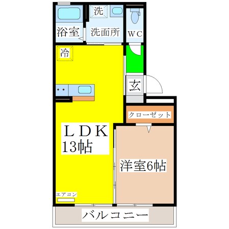 羽犬塚駅 徒歩16分 2階の物件間取画像